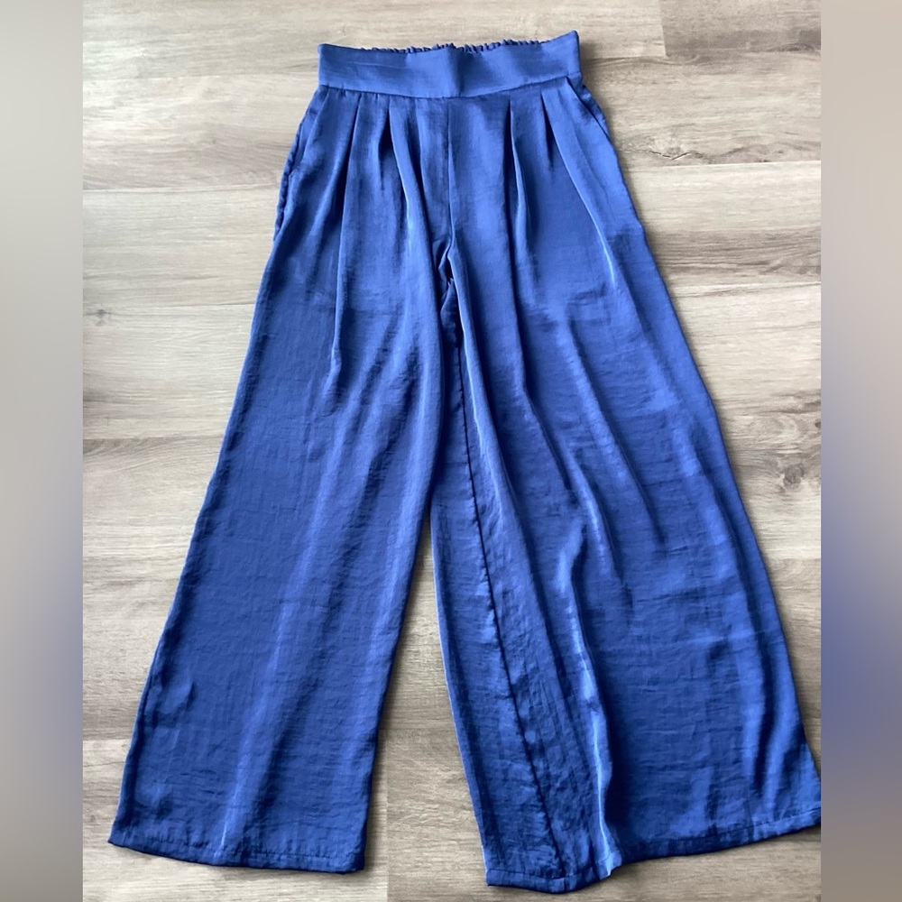 Misa Los Angeles Blue Flare Pants size L NWT